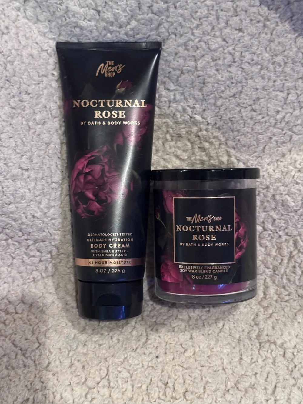 Lot New With Tags Bath And Body Works Men’s Nocturnal Rose Body Cream + Candle